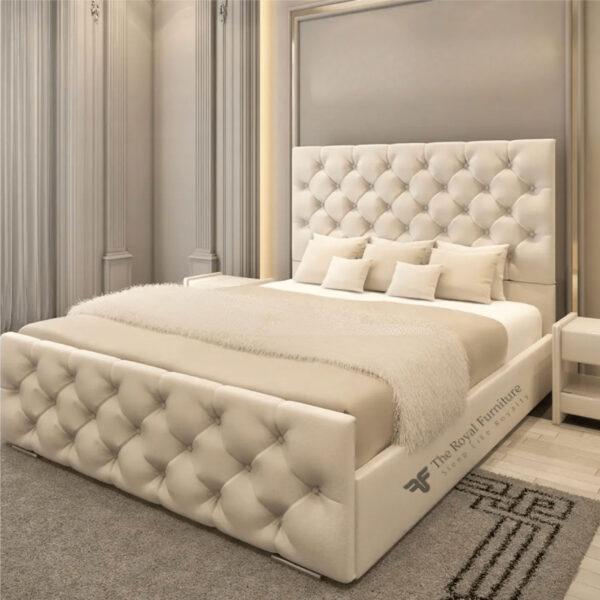 Luxury Hilton Bed with upholstered buttoned headboard and under-bed storage in modern bedroom