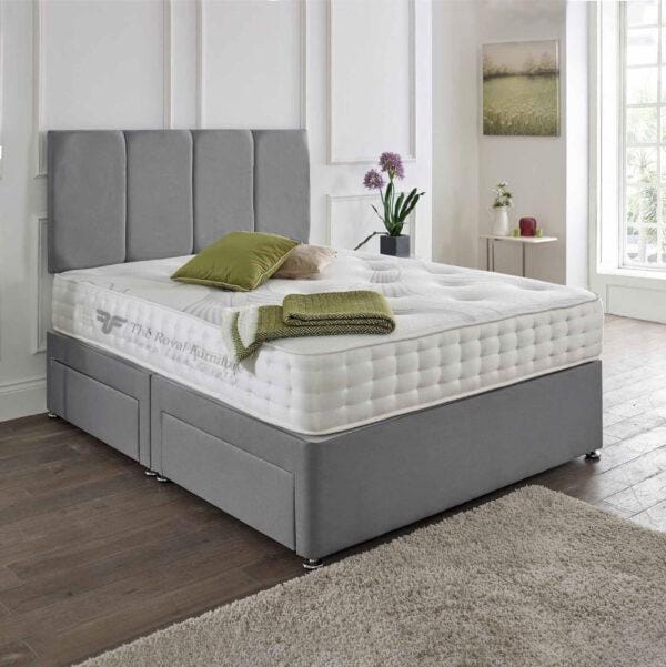 Divan Bed with Mattress and Vertical Panel Headboard – Storage Bed UK