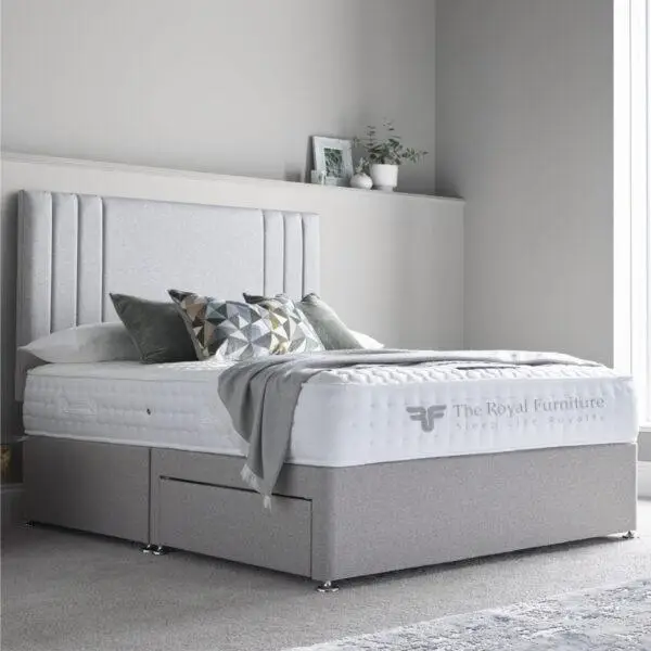 Modern Panel Line Divan Bed with stylish vertical panel headboard and optional storage drawers in a contemporary UK bedroom