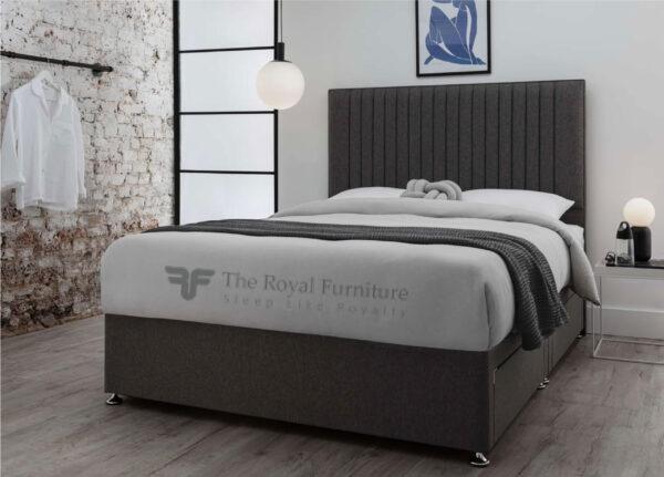 Panel Lines Divan Bed with mattress and optional under-bed storage drawers in a modern UK bedroom setting