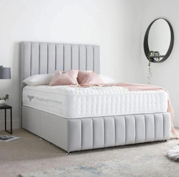 Ottoman Divan Bed Frame with drawers and gas-lift storage in velvet upholstery