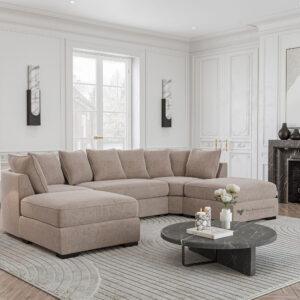Luxury U-Shaped Sofa – Modern U Shape Corner Sofa with Luxe Chenille fabric