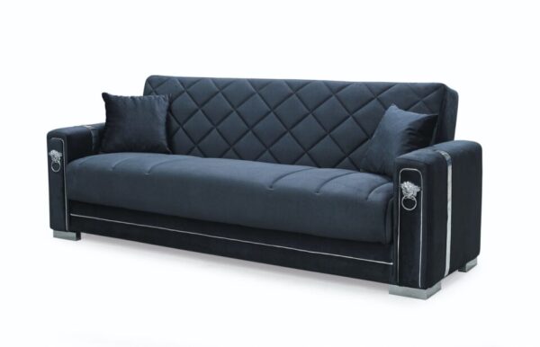 Black Silver Lion Sofa Bed UK – Modern 1, 2 & 3 Seater Sofa Bed with Silver Lion Accents